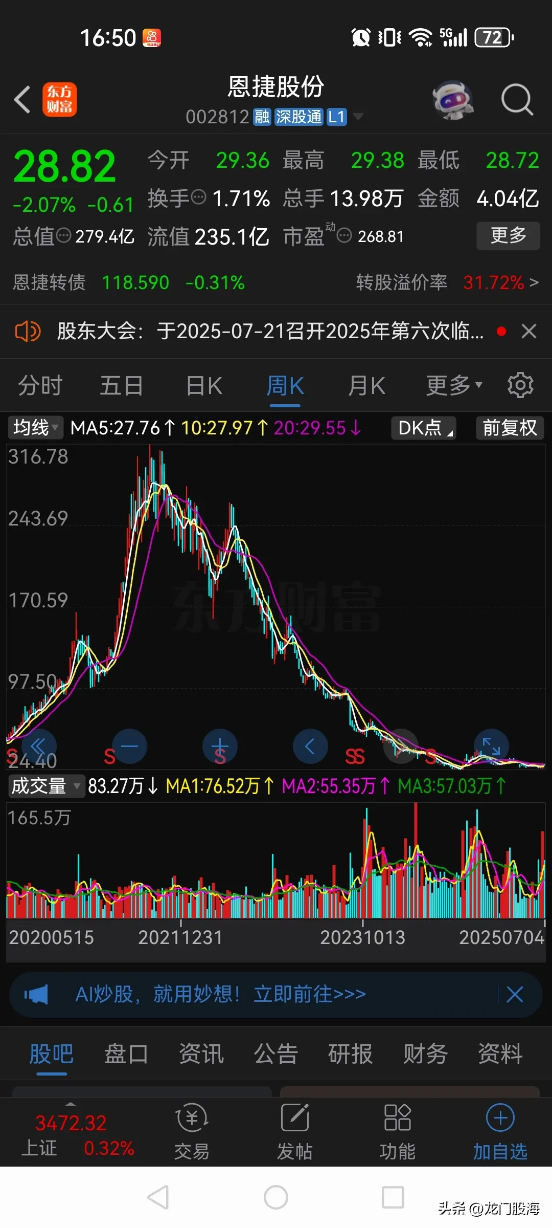 你永远不知道一只股票能跌多狠！